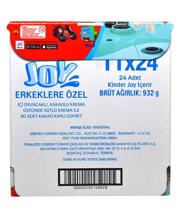 Kinder Joy Sürpriz Yumurta Erkeklere Özel Oyuncaklı 20 G x 24 Adet