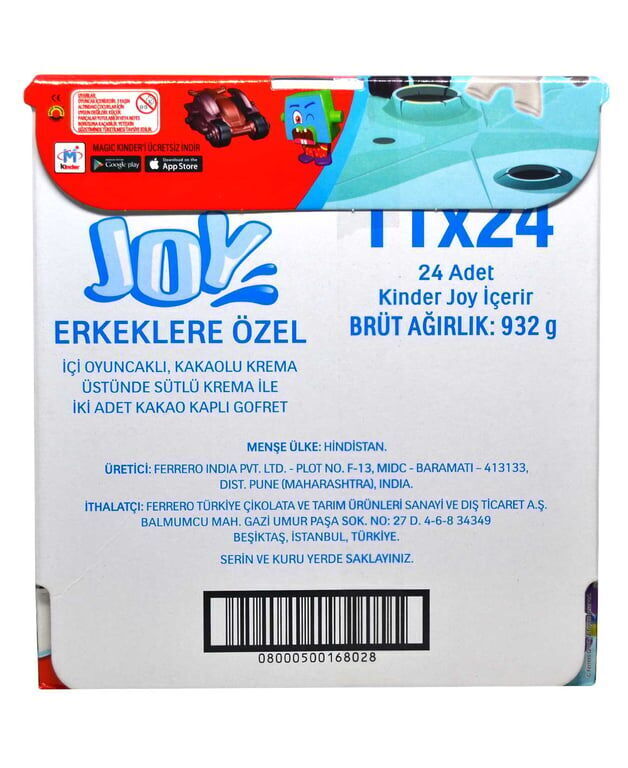 Kinder Joy Sürpriz Yumurta Erkeklere Özel Oyuncaklı 20 G x 24 Adet