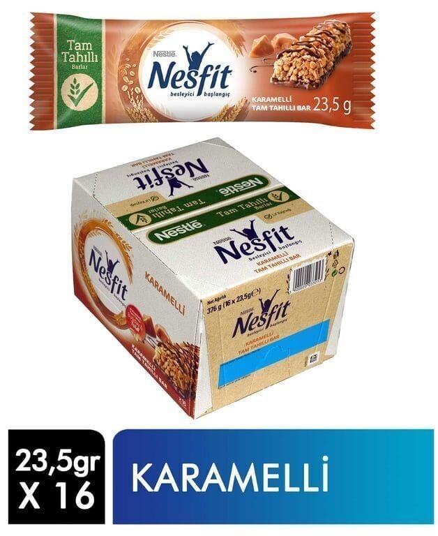 Nestle Nesfit Tam Tahıllı Bar 23,5 gr 16'lı Paket Karamelli