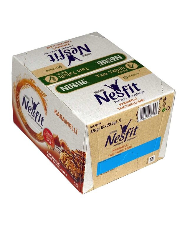 Nestle Nesfit Tam Tahıllı Bar 23,5 gr 16'lı Paket Karamelli