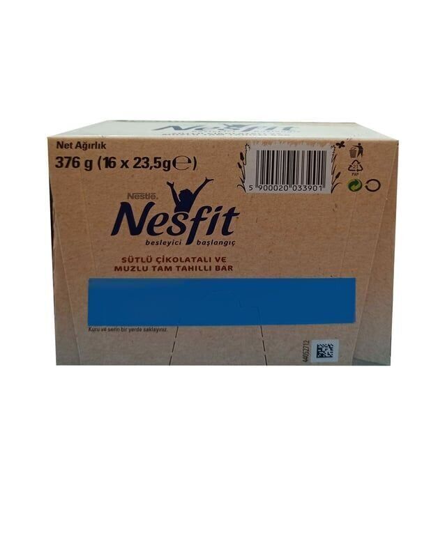 Nestle Nesfit Tam Tahıllı Bar 23,5 gr 16'lı Paket Çikolata Muz