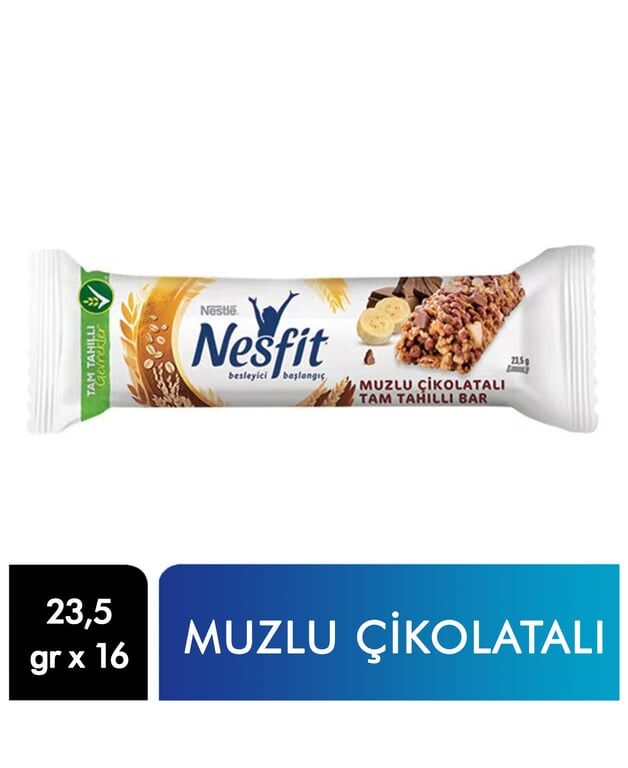 Nestle Nesfit Tam Tahıllı Bar 23,5 gr 16'lı Paket Çikolata Muz