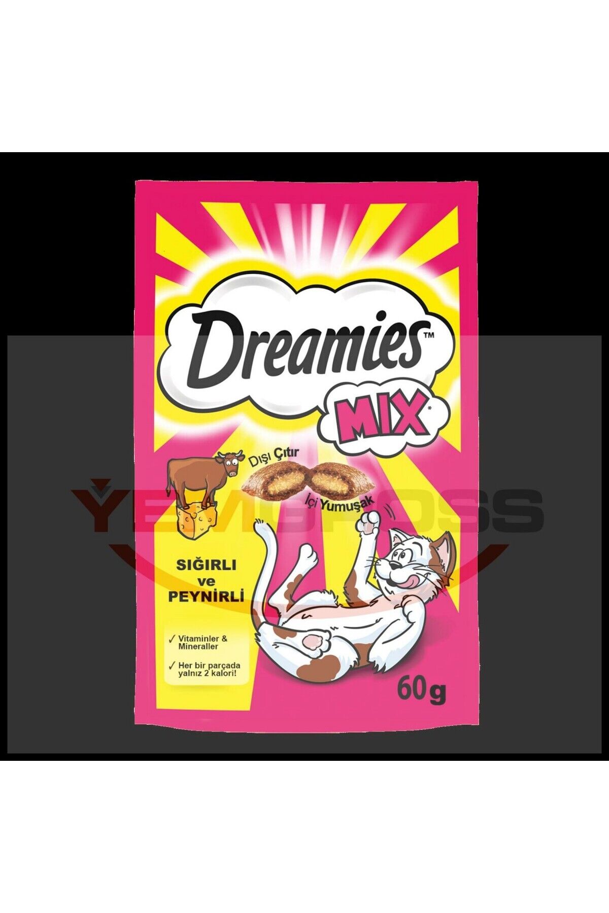 Mix İç Dolgulu Sığır Etli ve Peynirli Kedi Ödül Bisküvisi 60gr