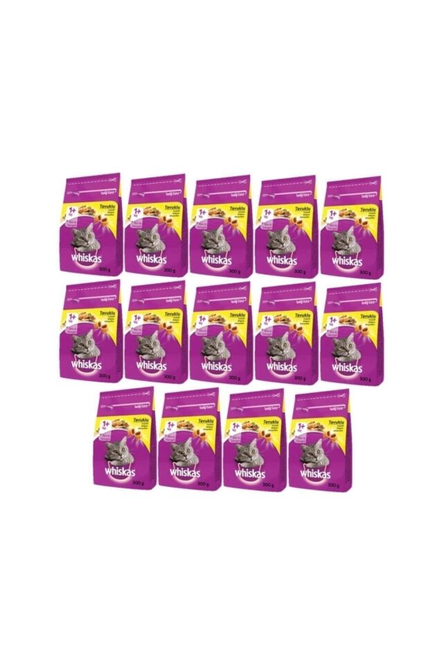 Whiskas Tavuklu Sebzeli Yetişkin Kuru Kedi Maması 300 Gr X 14 Ad