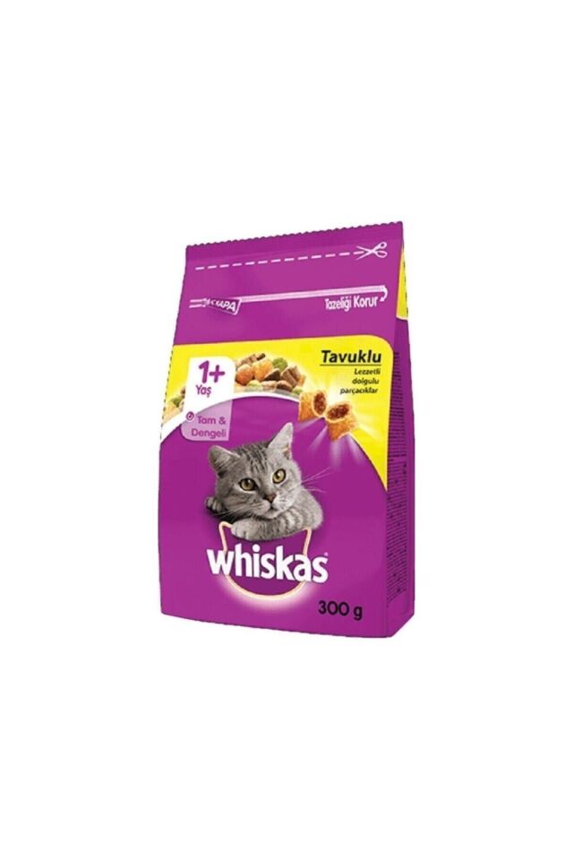 Whiskas Tavuklu Sebzeli Yetişkin Kuru Kedi Maması 300 Gr X 14 Ad