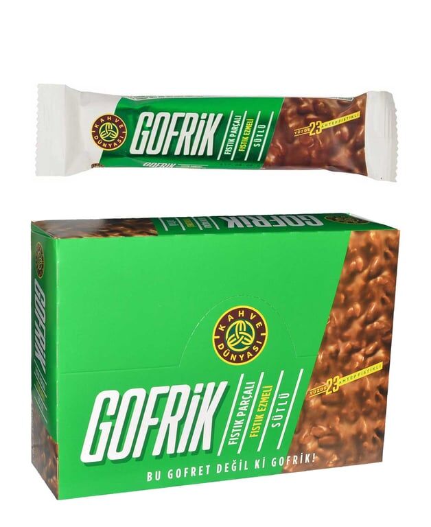 Kahve Dünyası Gofrik Antep Fıstıklı Sütlü Çikolata Kaplamalı Gofret 33 g X 24'lü Paket