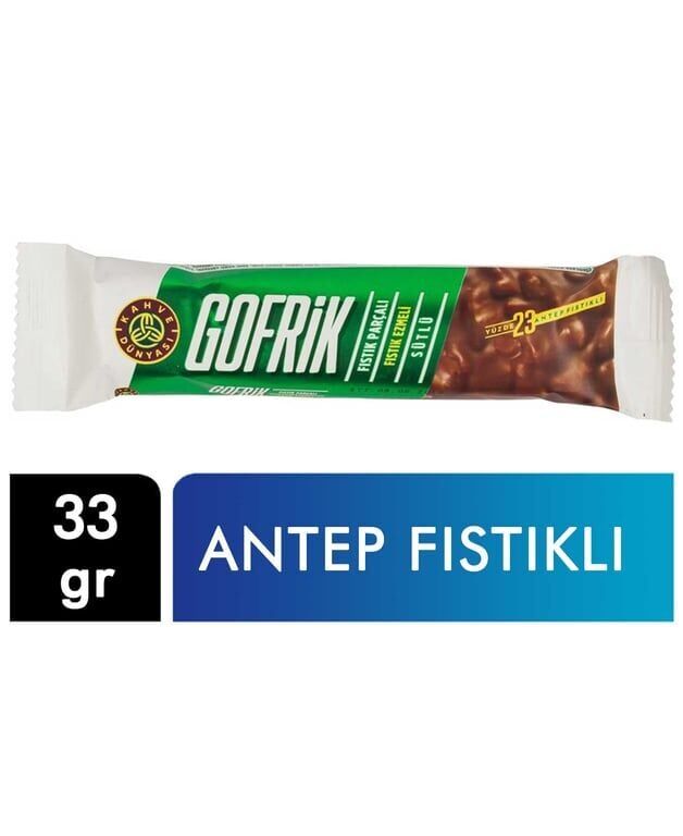 Kahve Dünyası Gofrik Antep Fıstıklı Sütlü Çikolata Kaplamalı Gofret 33 gr