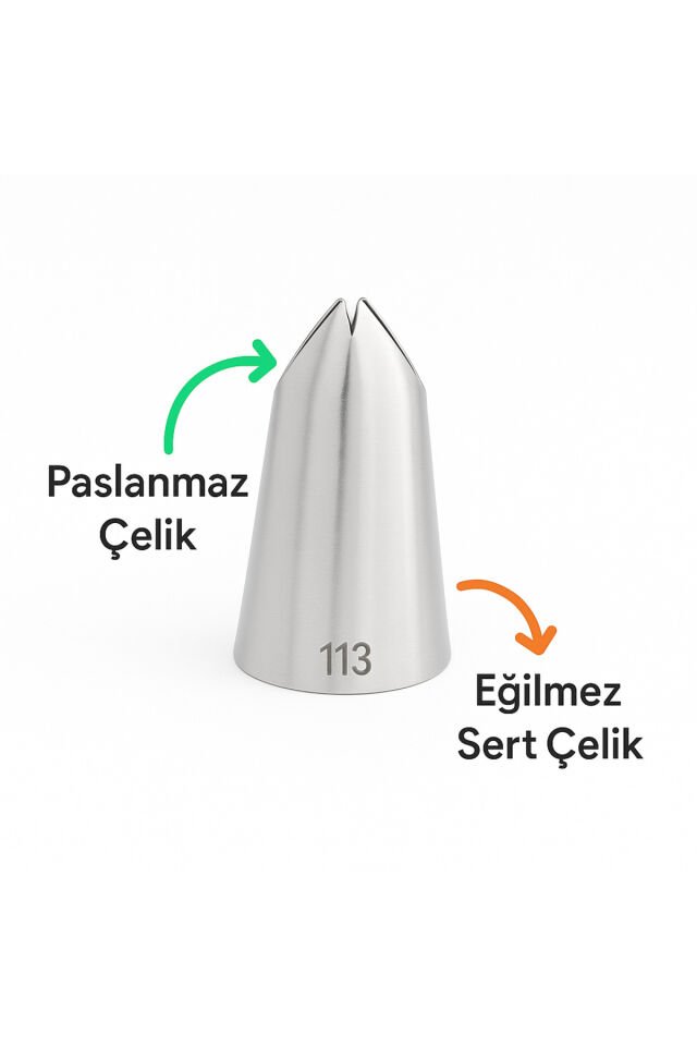 Krema Sıkma Torbası Ucu Yaprak Duy 113, Paslanmaz Çelik Orta Boy, Krema Duyu, Şanti Torbası Ucu,