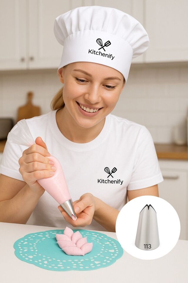 Kitchenify Krema Sıkma Torbası Ucu Yaprak Duy 113, Paslanmaz Çelik Orta Boy, Krema Duyu, Şanti Torbası Ucu,
