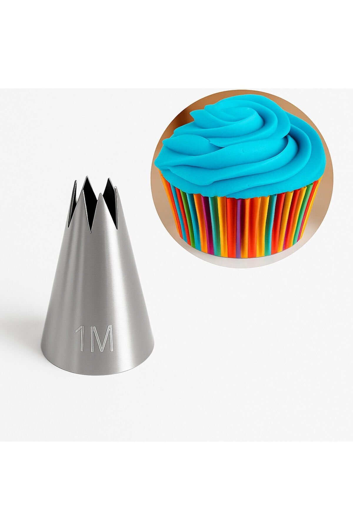 Krema Sıkma Torbası Ucu Paslanmaz Çelik 1M Açık Yıldız Orta Boy, Krema Duyu, Şanti Torbası Ucu,