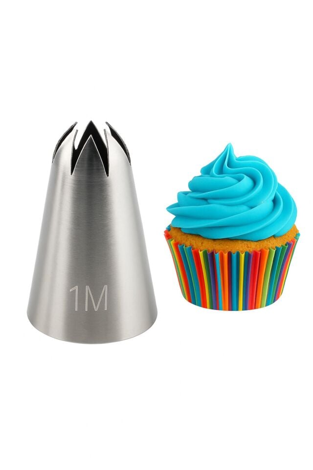 Krema Sıkma Torbası Ucu Paslanmaz Çelik 1M Açık Yıldız Orta Boy, Krema Duyu, Şanti Torbası Ucu,