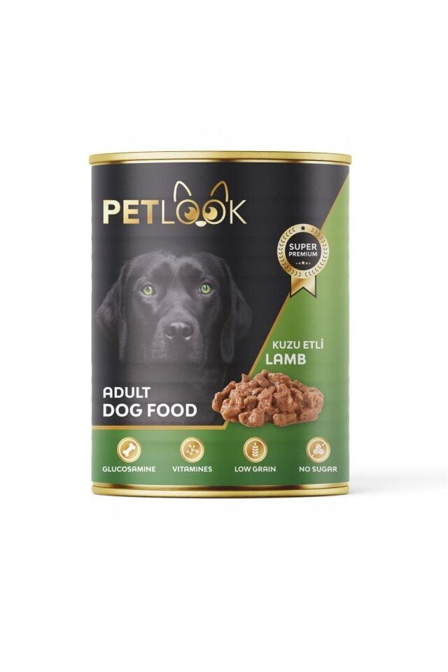 Petlook Konserve Köpek Maması Yetişkin Kuzu Etli, Kıyılmış Etli Pate 415 gr 6 Adet Yaş Mama Düşük Tahıllı