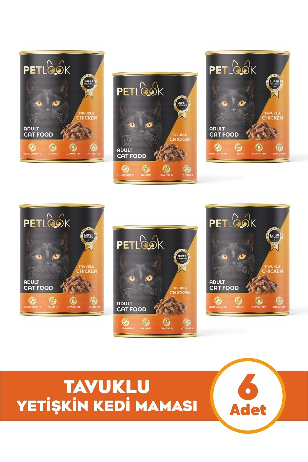 Konserve Kedi Maması Yetişkin Tavuk Etli, Kıyılmış Etli, Pate 415 gr 6 Adet Yaş Mama Düşük Tahıllı