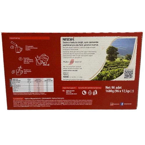 Nescafe 3'ü 1 Arada 17,5 gr x 96'lı Paket Original
