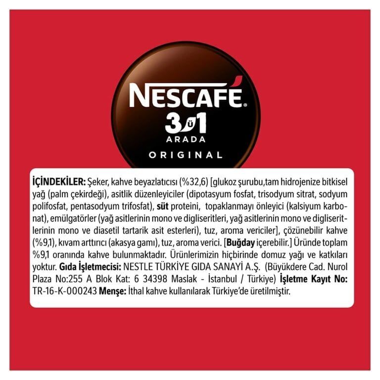 Nescafe 3'ü 1 Arada 17,5 gr x 96'lı Paket Original