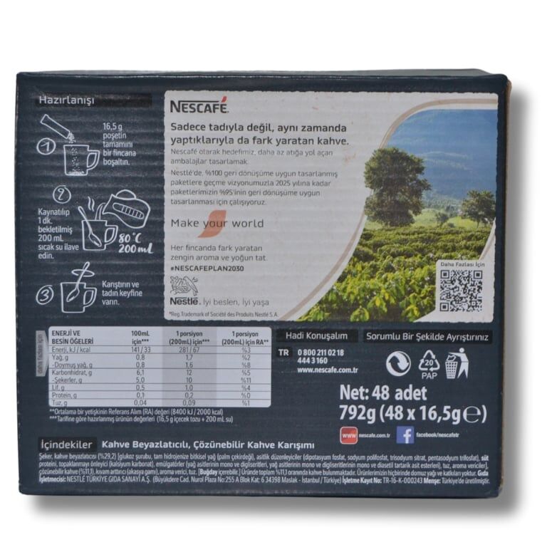 Nescafe Extra 3'ü 1 Arada 16,5 gr x 48'li Paket