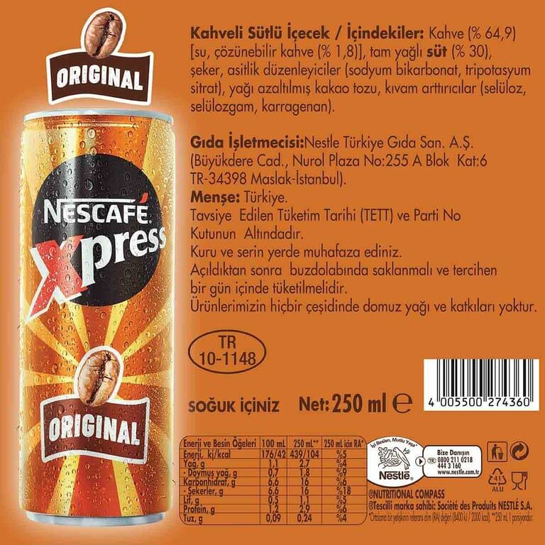 Nescafe Xpress Soğuk Kahve 250 ml Original