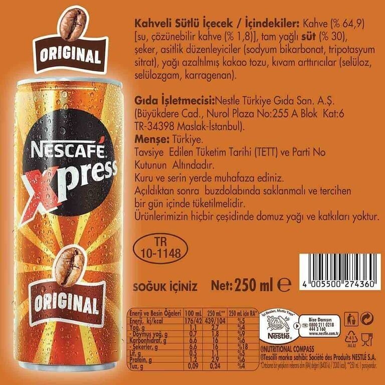 Nescafe Xpress Soğuk Kahve 250 ml Original