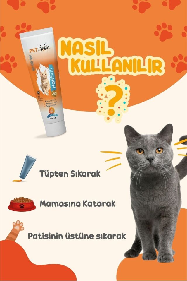 Petlook Kedi Maltı Hairball Tüy Yumağı Önlemeyi Destekleyen Kedi Maltı, Kedi Ödülü, Kedi Vitamini 3'lü Set