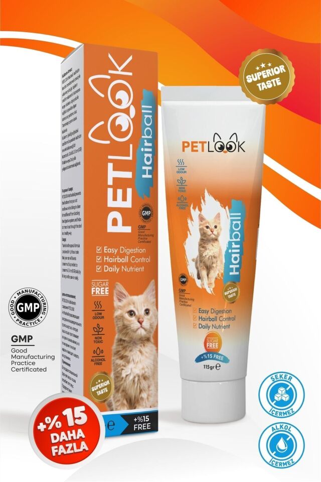 Petlook Kedi Maltı Hairball Tüy Yumağı Önlemeyi Destekleyen Kedi Maltı, Kedi Ödülü, Kedi Vitamini 2'li Set