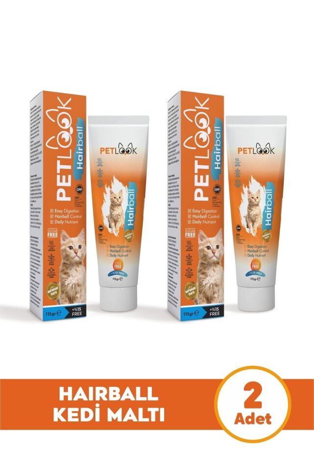Petlook Kedi Maltı Hairball Tüy Yumağı Önlemeyi Destekleyen Kedi Maltı, Kedi Ödülü, Kedi Vitamini 2'li Set