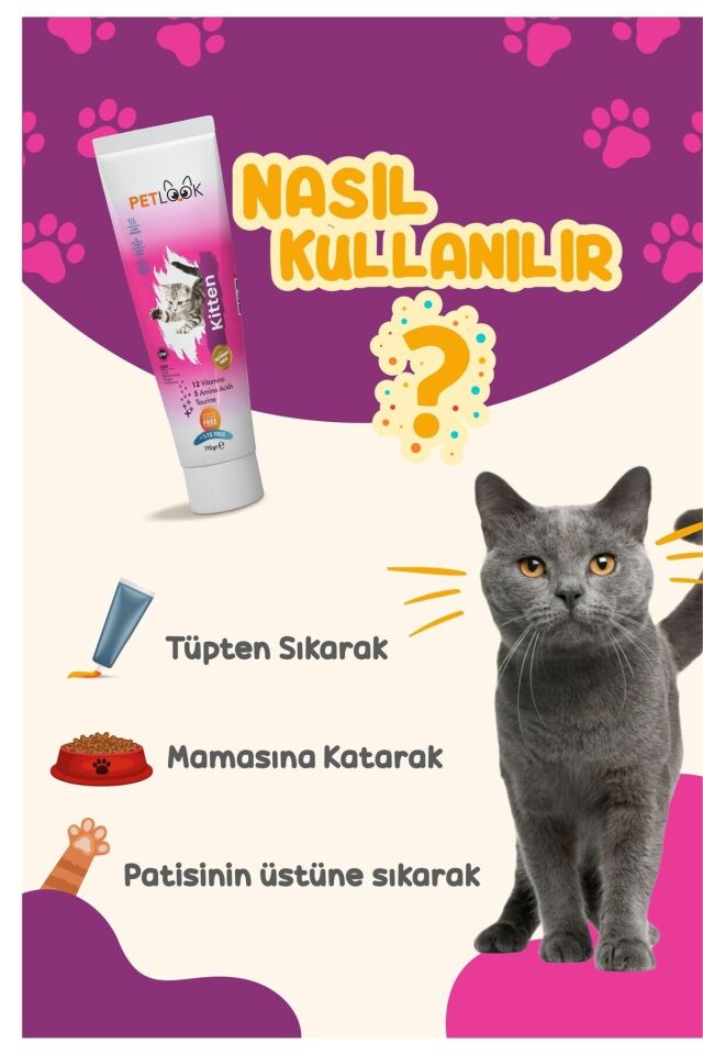 Petlook Yavru Kedi Kitten ve Anne Kedi Maltı Multivitamin 115 GR 3'lü Ekonomik Set