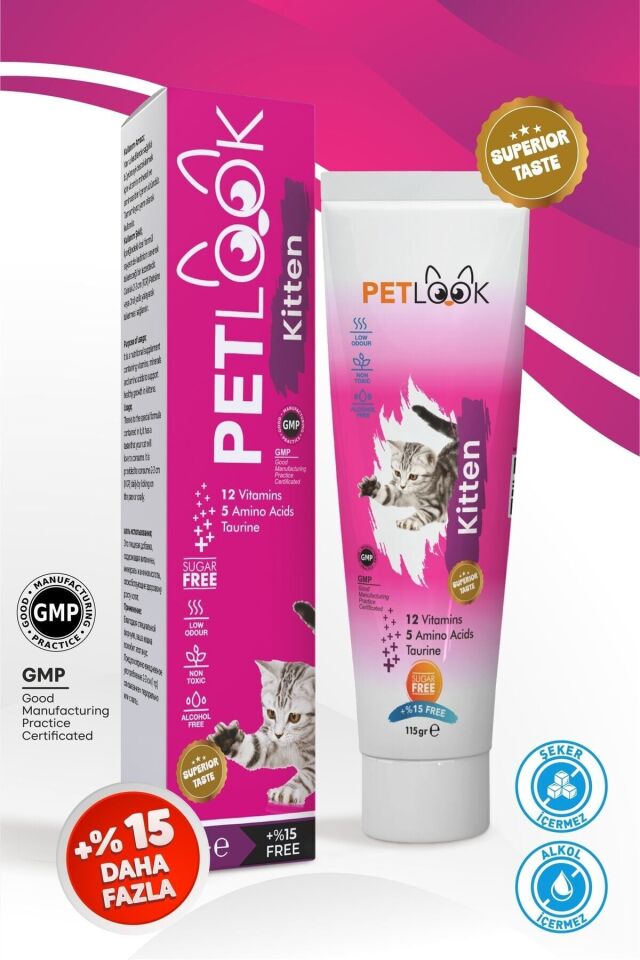 Petlook Yavru Kedi Kitten ve Anne Kedi Maltı Multivitamin 115 GR 3'lü Ekonomik Set