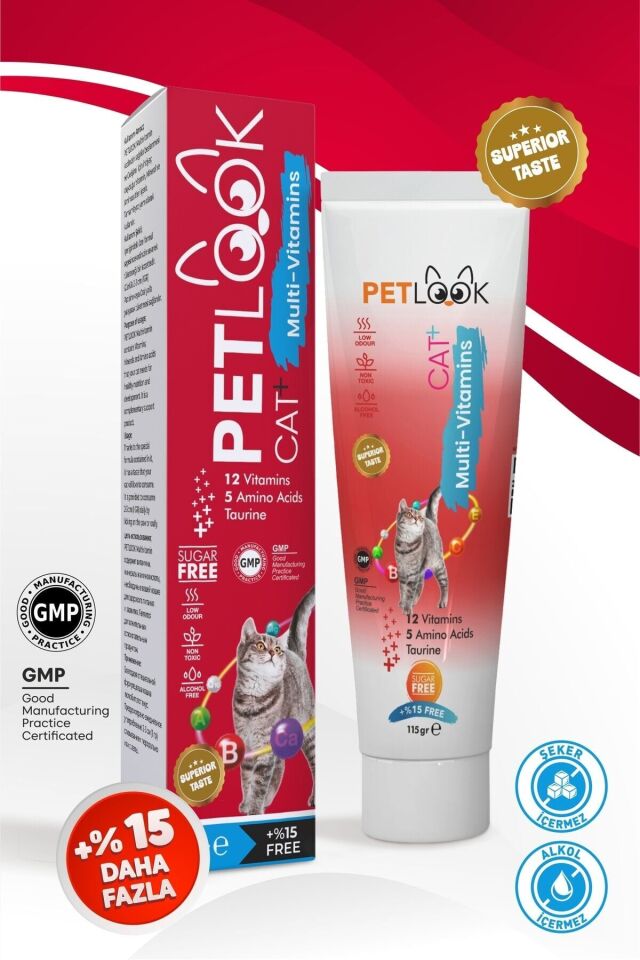 Petlook Multivitamin Kedi Maltı 115 GR, Kedi Malti, Kedi Ödülü ve Kedi Vitamini 3'lü Ekonomik Set