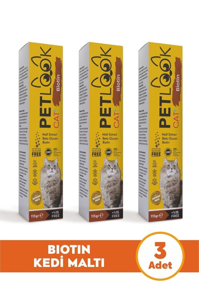 Petlook Kedi Tüy Dökümü Engelleyici Biotin Kedi Maltı, Kedi Vitamini, Kedi Ödülü 3'lü Ekonomik Set