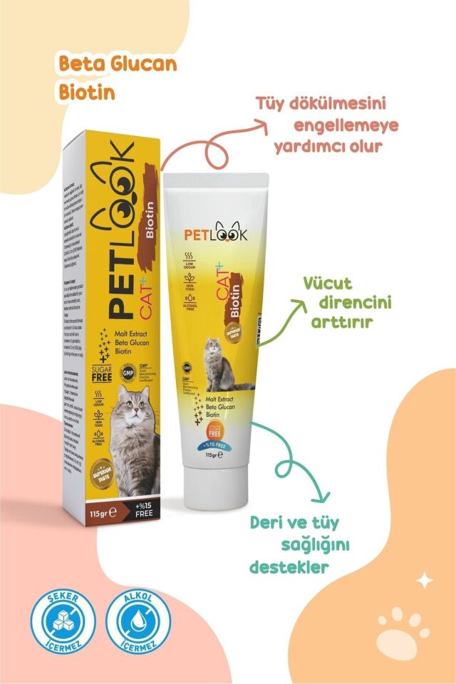 Petlook Kedi Tüy Dökümü Engelleyici Biotin Kedi Maltı, Kedi Vitamini, Kedi Ödülü 2'li Ekonomik Set
