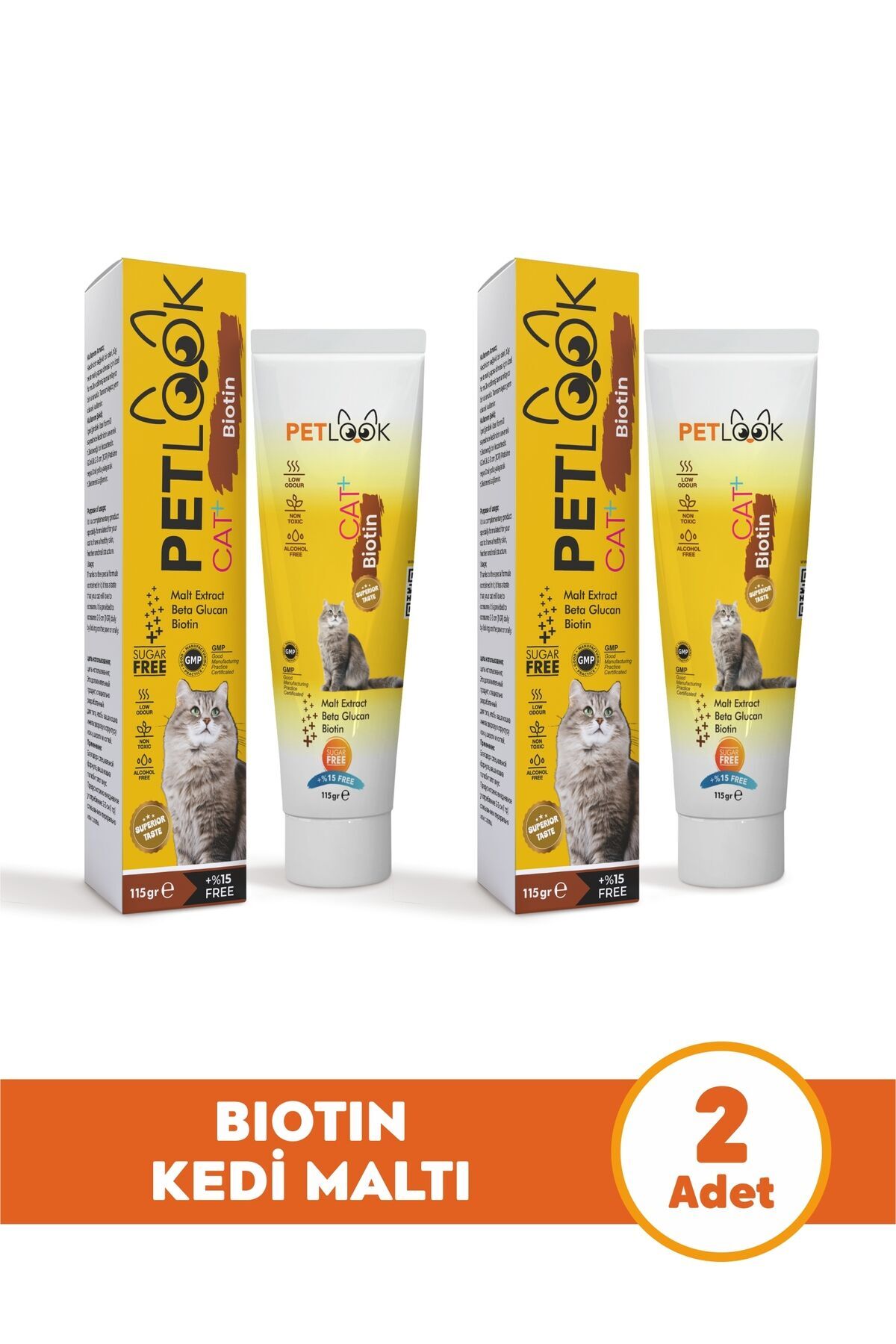 Kedi Tüy Dökümü Engelleyici Biotin Kedi Maltı, Kedi Vitamini, Kedi Ödülü 2'li Ekonomik Set