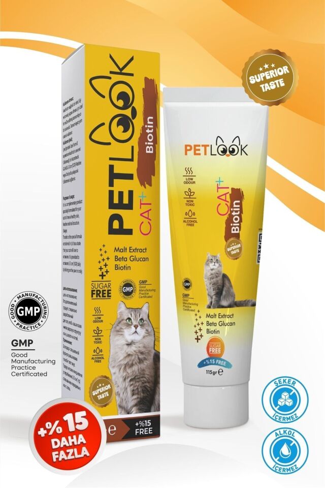 Petlook Kedi Tüy Dökümü Engelleyici Biotin Kedi Maltı, Kedi Vitamini, Kedi Ödülü 2'li Ekonomik Set