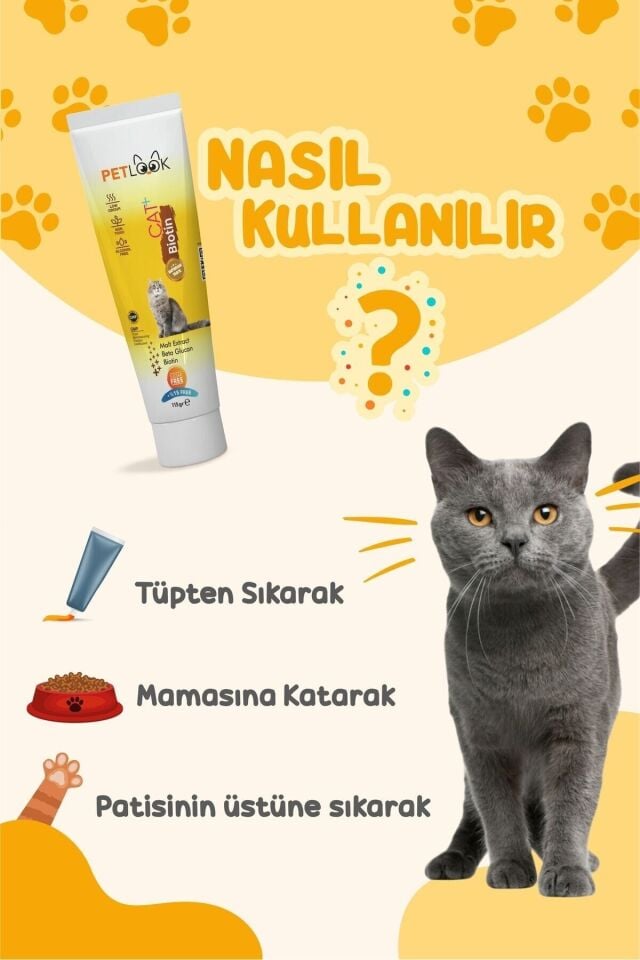 Petlook Kedi Tüy Dökümü Engelleyici Biotin Kedi Maltı, Kedi Vitamini, Kedi Ödülü 2'li Ekonomik Set