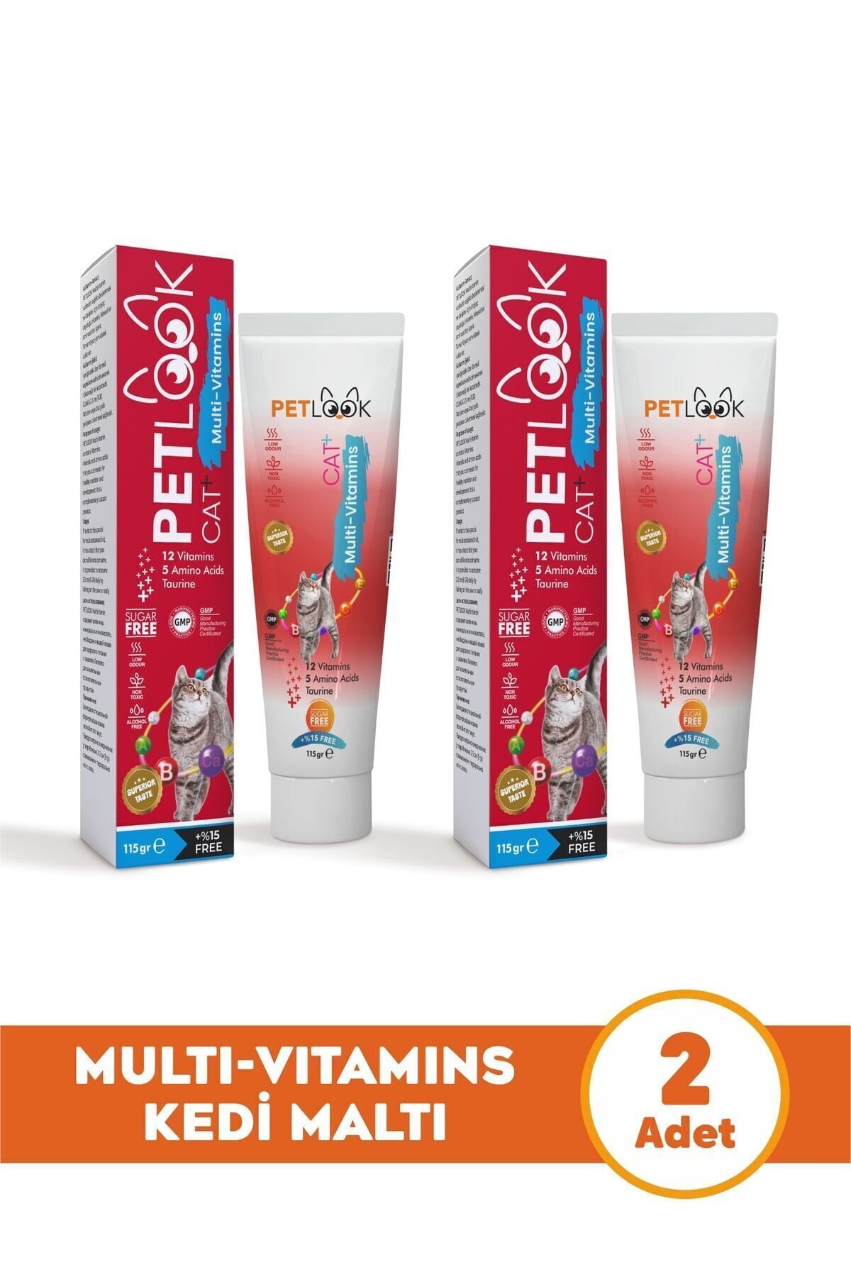 Petlook Multivitamin Kedi Maltı 115 GR, Kedi Malti, Kedi Ödülü ve Kedi Vitamini 2'Li Set