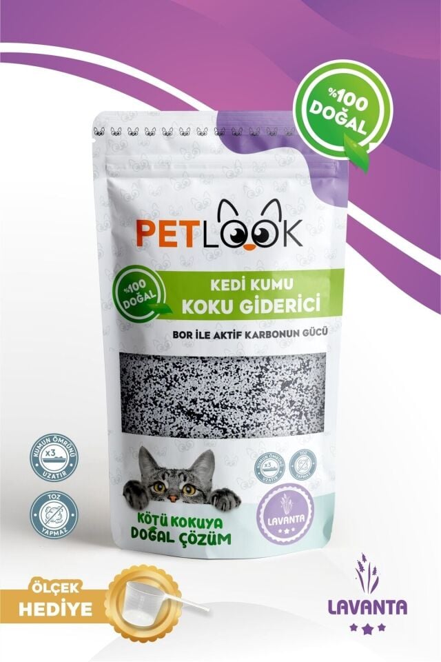 Petlook Kedi Kumu Koku Giderici, Bor ve Aktif Karbonlu Koku Giderici, Lavantalı Koku Giderici 300GRx3 Adet