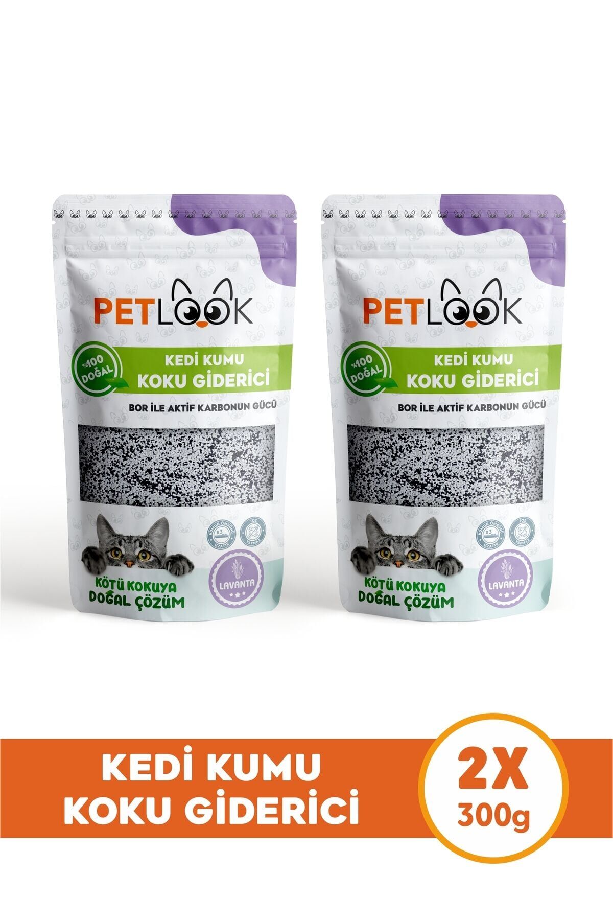Kedi Kumu Koku Giderici, Bor ve Aktif Karbonlu Koku Giderici, Lavantalı Koku Giderici 300GRx2'li Set