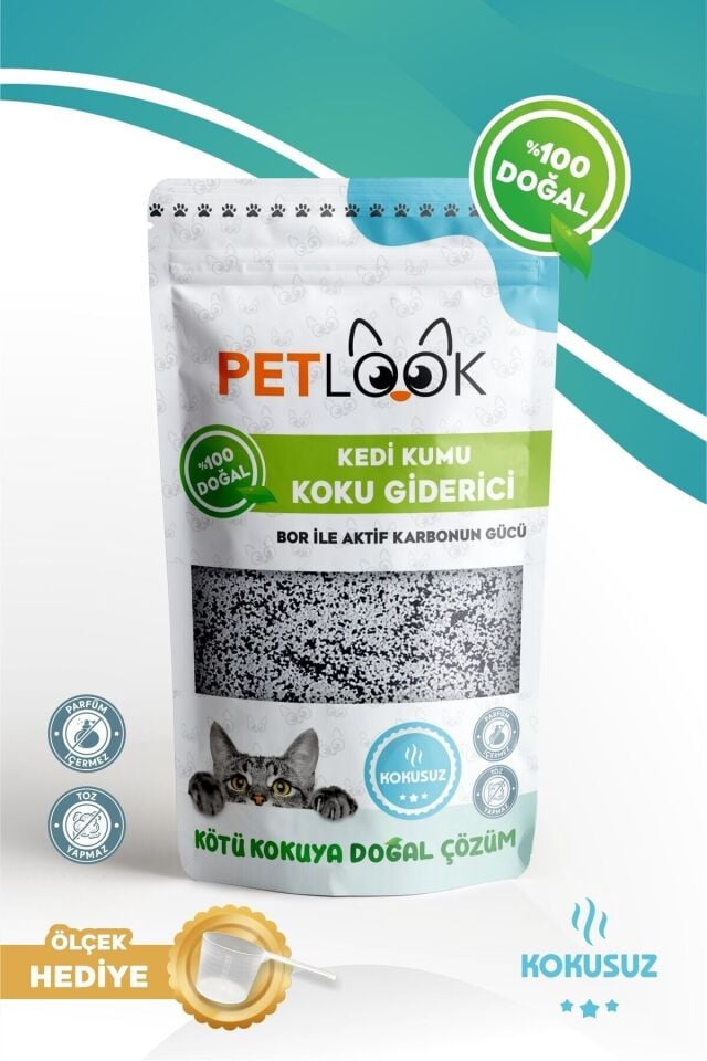 Petlook Kedi Kumu Koku Giderici, Bor ve Aktif Karbonlu Koku Giderici Kokusuz 300 GR,