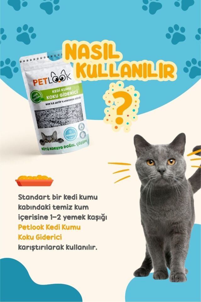 Petlook Kedi Kumu Koku Giderici, Bor ve Aktif Karbonlu Koku Giderici Kokusuz 300 GR, 3'lü Set