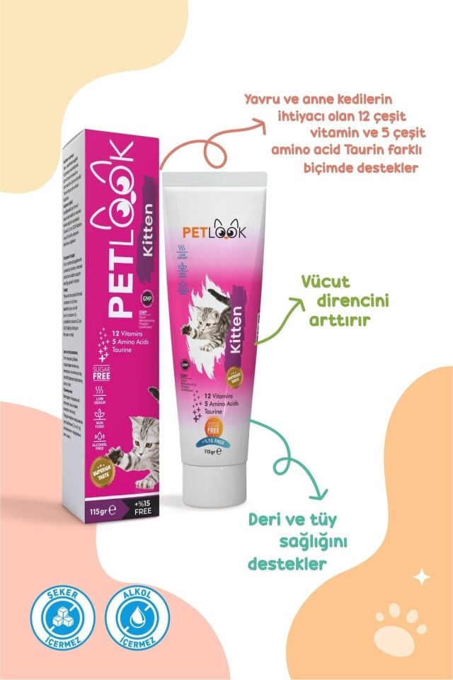 Petlook Yavru Kedi Kitten ve Anne Kedi Maltı Multivitamin 115 GR