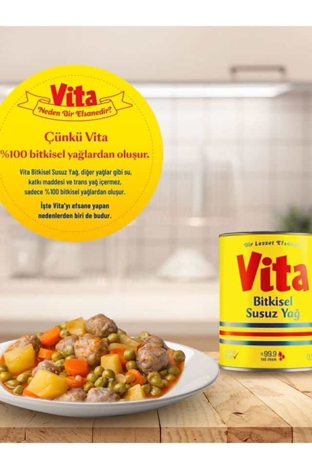 Vita Bitkisel Katı Susuz Margarin 2 Lt