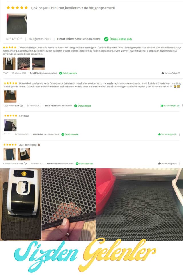 Gri Büyük Boy Elekli Kedi Tuvalet Önü Paspası 90x60cm