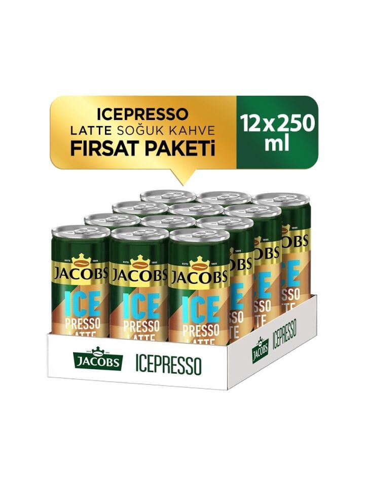 Jacobs Icepresso Latte Soğuk Kahve 250 ml x 12 Adet