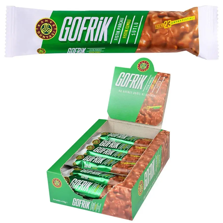 Kahve Dünyası Gofrik Antep Fıstıklı Sütlü Çikolata Kaplamalı Gofret 33 gr