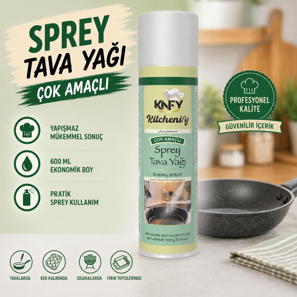 Kitchenify Sprey Tava Yağı 600 ML