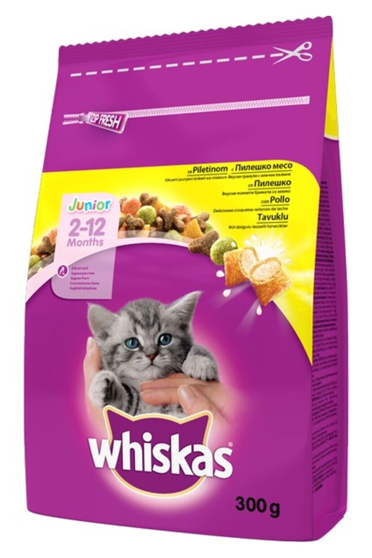 Whiskas Yavru Tavuklu Kuru Kedi Maması 300 Gr x 7 Adet