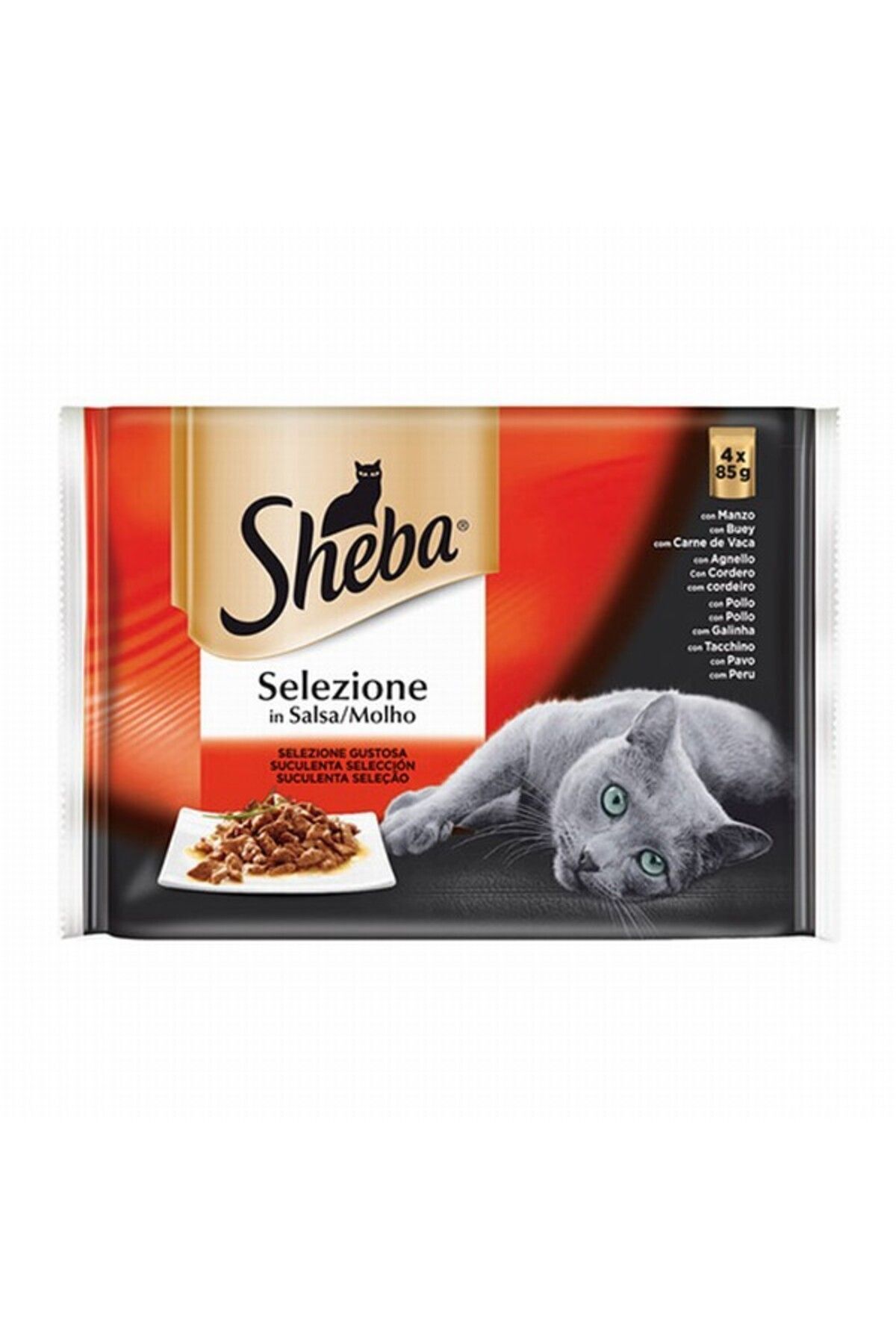 Sheba Etli Seçenekli 4 Al 3 Öde Yetişkin Kedi Konservesi Pouch 4 Adet 85 gr