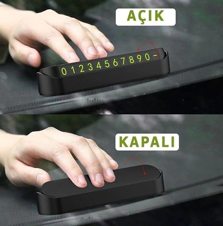 Toptanabi Oto Ön Cam Fosforlu Numaratör Aç Kapa Plastik - Siyah