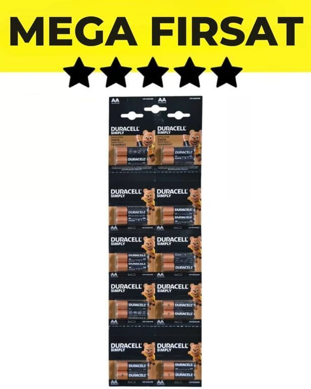 Duracell AA Alkalin Kalem Pil 20'li Kartela