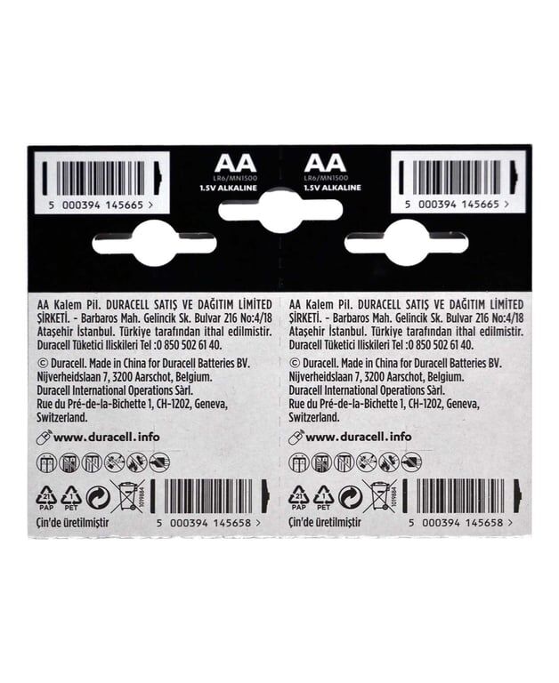 Duracell AA Alkalin Kalem Pil 20'li Kartela
