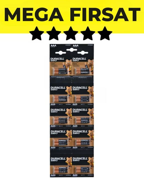Duracell AAA Alkalin İnce Kalem Pil 20'li Kartela